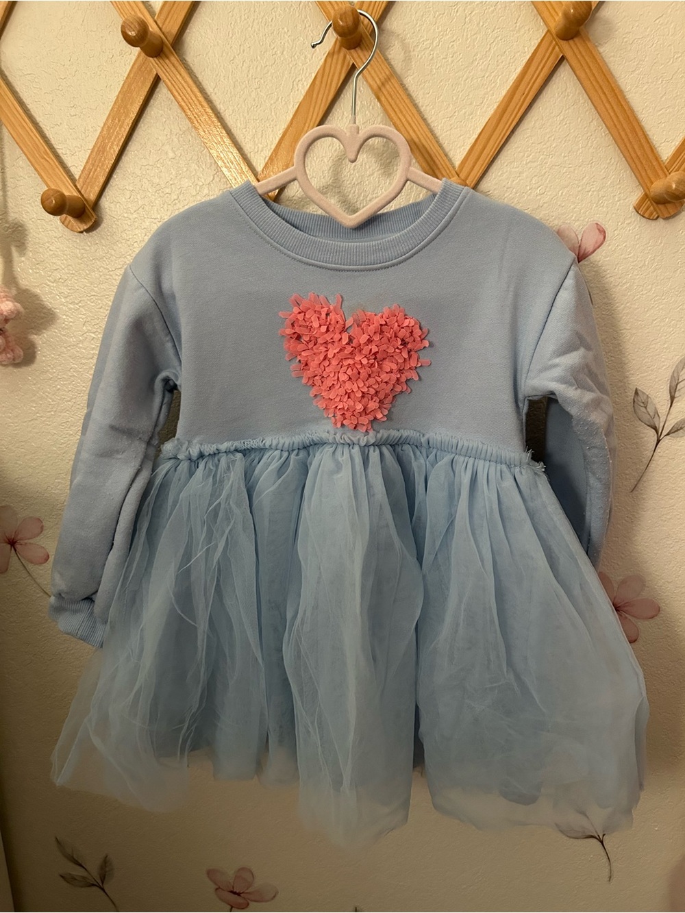 Cat & Jack Light Blue Tulle Dress with Pink Heart